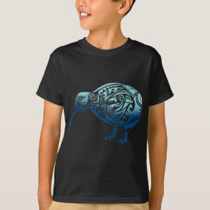 リネシア マオリ キウイ 鳥 オーシャンブルー ニュージーランド Tシャツ
