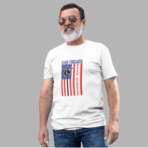 リネマおもしろいンファイアーメンアメリカ国旗の引用文 Tシャツ