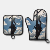 リネマンを錆びた 鍋つかみ&鍋敷きセット (正面)