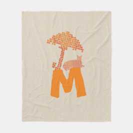 リネンおもしろいルックレッドキャットアンブレラモノグラムブランケット フリースブランケット