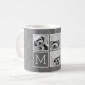 リネンとグレーインスタグラム5フォトコラージモノグラム コーヒーマグカップ (正面左)