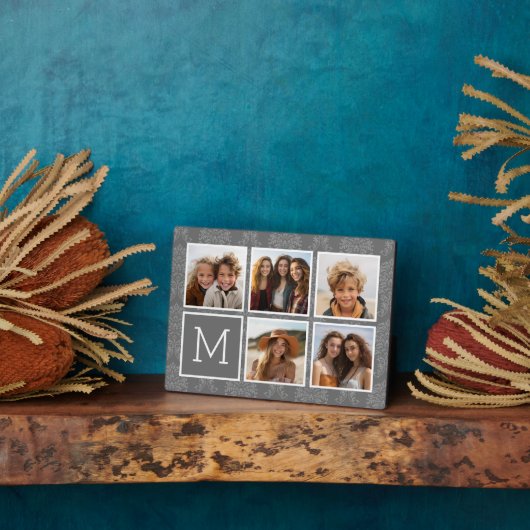 リネンとグレーインスタグラム5フォトコラージモノグラム フォトプラーク (側面)