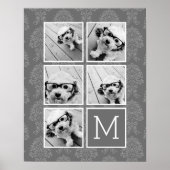 リネンとグレーインスタグラム5フォトコラージモノグラム ポスター (正面)