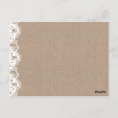 リネンとレースのウェディングテーブルセッティング感謝カード ポストカード (裏面)