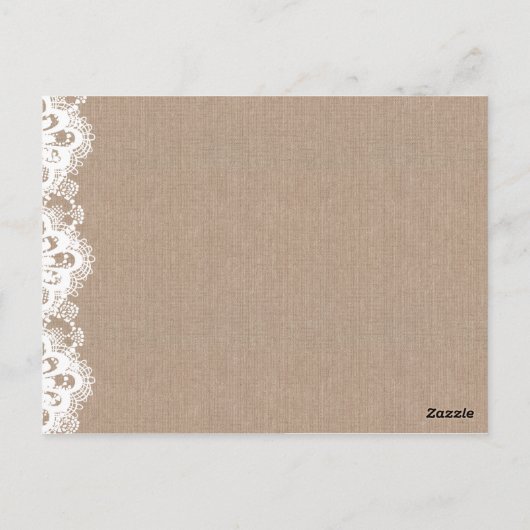 リネンとレースのウェディングテーブルセッティング感謝カード ポストカード (裏面)