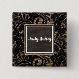 リネンとレースのカスタマイズ可能な名前 缶バッジ