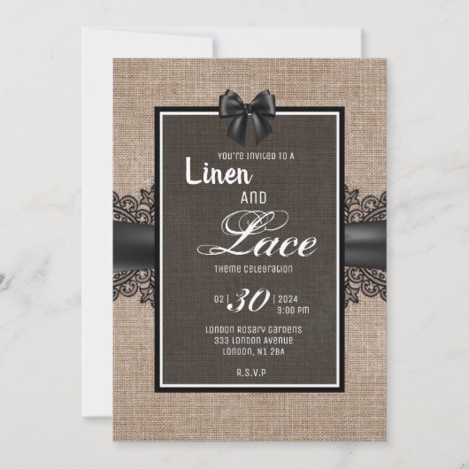リネンとレースの招待状 招待状 (正面)