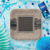 リネンとレース紙プレート ペーパープレート (パーティー)