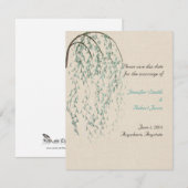 リネンに Willow Branch 　Save the Date 招待状 (正面/裏面)