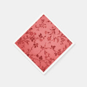 リネンのような赤いペイズリーのファブリック スタンダードカクテルナプキン (角)