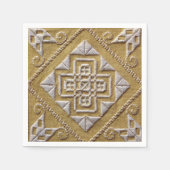 リネンのホワイトプリントカット刺カスタムしゅう1 スタンダードカクテルナプキン (正面)