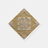 リネンのホワイトプリントカット刺カスタムしゅう1 スタンダードカクテルナプキン (角)