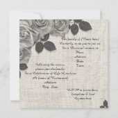 リネンの人生の招待バラのお祝い 招待状 (裏面)
