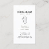 リネンの大きなオーブフェイクンミットのロゴベーカリー、シェフ 名刺 (裏面)