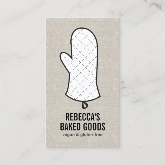 リネンの大きなオーブフェイクンミットのロゴベーカリー、シェフ 名刺 (正面)