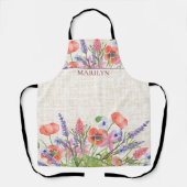 リネンの水の色、おばあちゃんカスタムのための誕生日ギフト エプロン (正面)