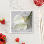 リネンの白いカレーユリ スタンダードカクテルナプキン (インサイチュ)