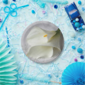 リネンの白いカレーユリ ペーパープレート (パーティー)