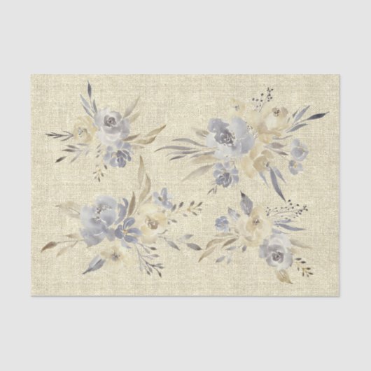 リネンの素朴な水の色のフェイク花 薄葉紙 (正面)