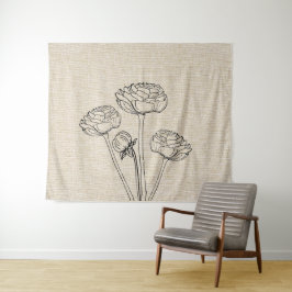 リネンの花ラヌンキュラス タペストリー