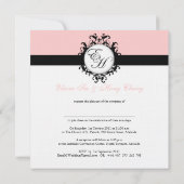 リネンの黒いモノグラムダマスク 招待状 (裏面)