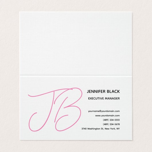リネンはっきりしたモノグラムピンク白モダン平野 名刺 (外部フラット)