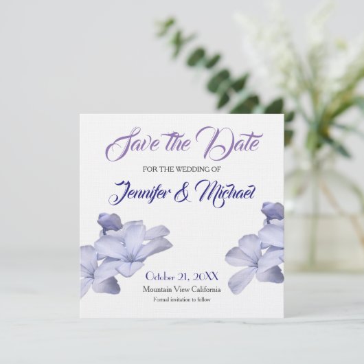 リネンは日付を保存する結婚式の花はプレーンエレガント セーブザデート (スタンド正面)