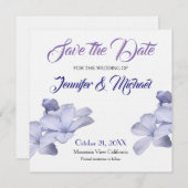 リネンは日付を保存する結婚式の花はプレーンエレガント セーブザデート (正面/裏面)