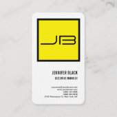 リネンイエローホワイトモノグラムはっきりしたミニマリストモダン 名刺 (正面)