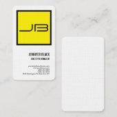 リネンイエローホワイトモノグラムはっきりしたミニマリストモダン 名刺 (正面/裏面)