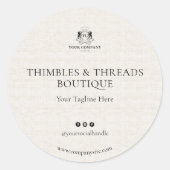 リネンエレガントビジネスロゴWebサイトマーケティング ラウンドシール (正面)