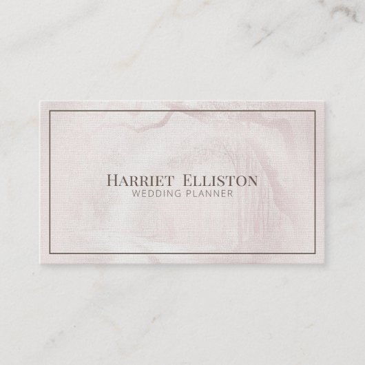 リネンエレガントフモダンァブリックオリーブウェディングプランナー 名刺 (正面)