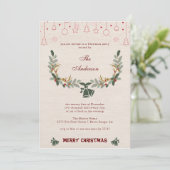 リネンエレガントフローラホリデークリスマスパーティー シーズンカード (スタンド正面)