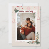 リネンエレガントフローラメリークリスマスフォト シーズンカード (正面)