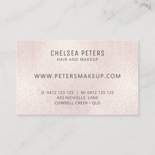 リネンエレガントルックバラ金ゴールド赤面きらめく 名刺 (裏面)