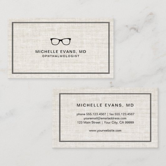 リネンエレガントルック眼科医プロフェッショナル 名刺 (正面/裏面)