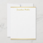 リネンエレガント金ゴールドクリエイティブ手書きスクリプトの上部 ノートカード (正面)