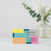 リネンカラフルプレーンモダンミニマル長方形 名刺 (スタンド正面)