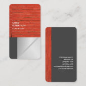 リネンカラフル赤レンガ灰色 名刺 (正面/裏面)