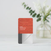 リネンカラフル赤レンガ灰色 名刺 (スタンド正面)