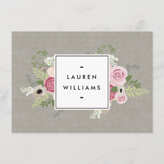 リネンギフト券の美しいピンクのバラ (正面)