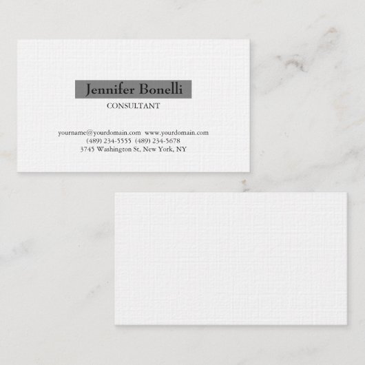 リネンクラシカルシンプルホワイトグレープロフェッショナル 名刺 (正面/裏面)