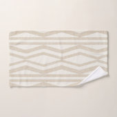 リネンクリームベージュ幾何学浴用タオルセット バスタオルセット (ハンドタオル)