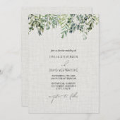 リネングリーンリー結婚式招待状 招待状 (正面/裏面)