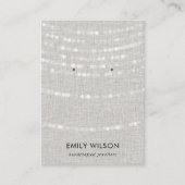リネングレーライトストリングスタッドイヤリングディスプレイ 名刺 (正面)