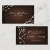 リネンサロンスパフローラ名刺ブラウンベージュ 名刺 (正面/裏面)