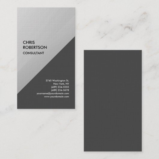 リネンシルバーグレイ独占的スペシャルモダンユニーク 名刺 (正面/裏面)