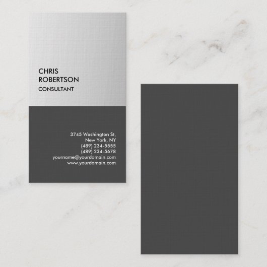 リネンシルバーグレイ独占的スペシャルモダンユニーク 名刺 (正面/裏面)