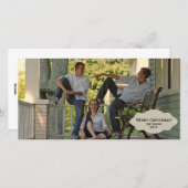 リネンシンプルスタイルラベル写真クリスマスカード シーズンカード (正面/裏面)