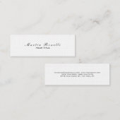 リネンシンプルトレンディースタイリッシュホワイトビジネスカード スキニー名刺 (正面/裏面)